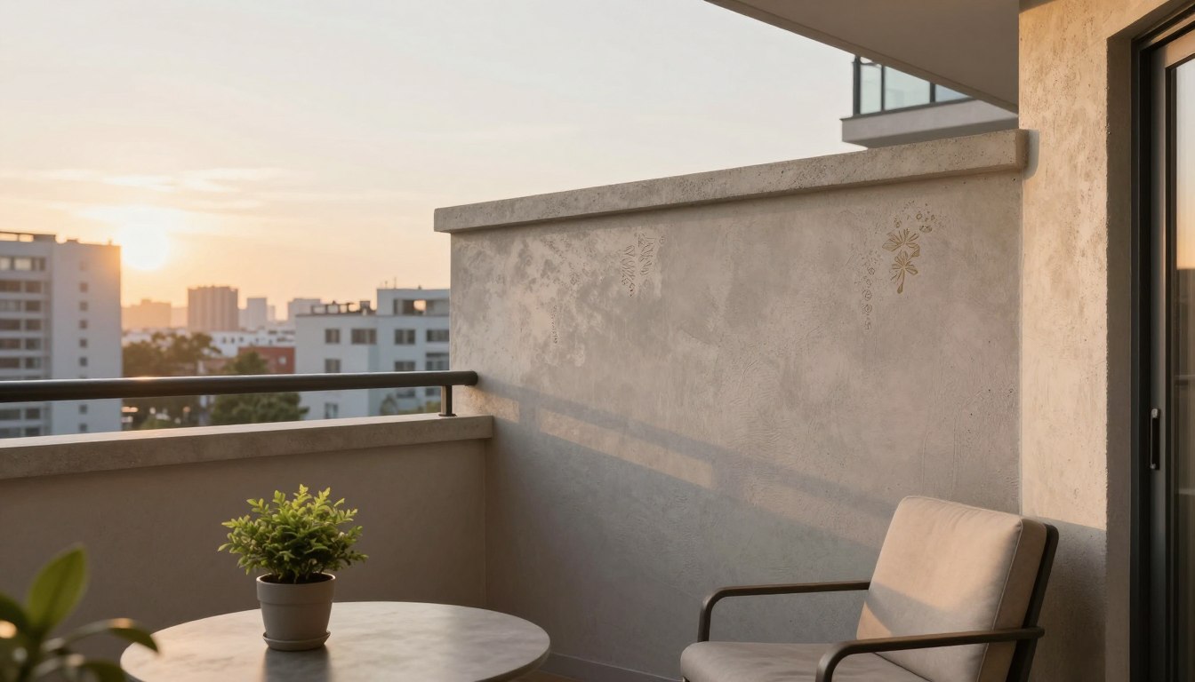 Murek zamiast balustrady na balkonie